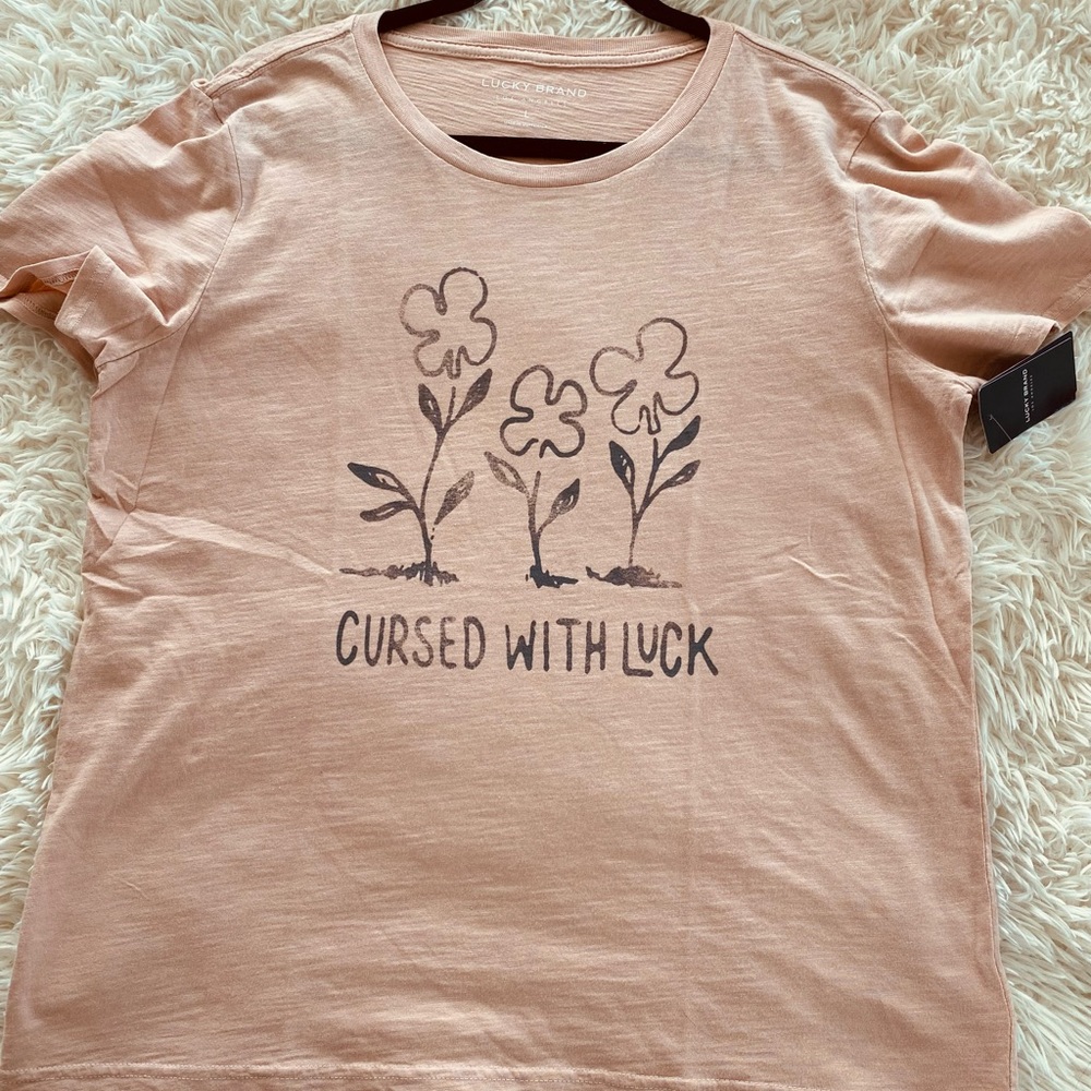 Lucky Brand Cursed with Luck Cotton Graphic Tee- Large